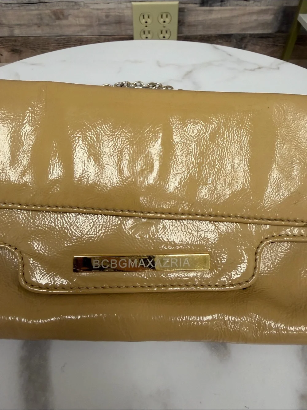 BCBG patent leather clutch OS